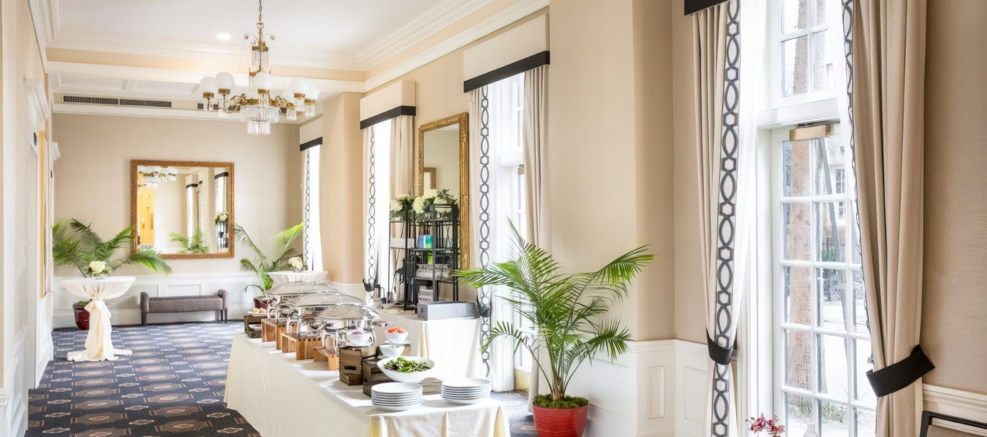 Buffet set up in large meeting room