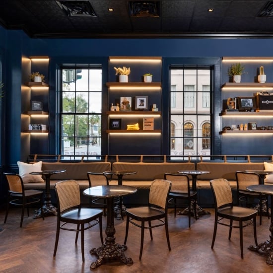 Seating area in The Black Door Cafe